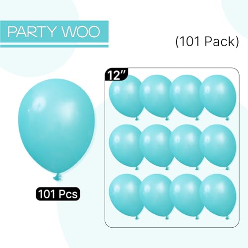Image of PartyWoo Teal Balloons 101pcs 12 Inch Turquoise Dark Teal Latex Balloons for Baby Shower Wedding Anniversary Gender Reveal Graduation Mermaid Birthday Pool Bachelorette Party Decorations Blue-Y69
