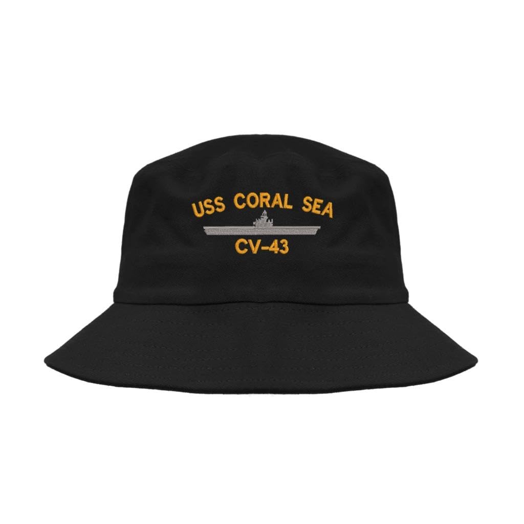 Lufufu USS Coral Sea CV 43 Military Embroidered Bucket hat Black p