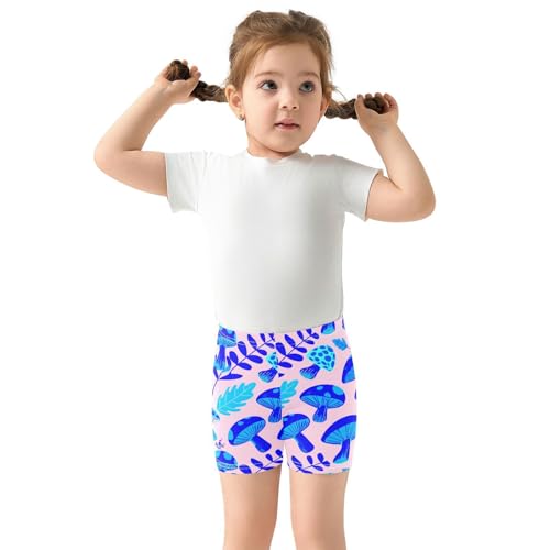 Mushroom Fall Leaves Pale Girls Bike Shorts Toddler Athletic Dance Under Skirts Dance Shorts for 4-10 Years,4T3