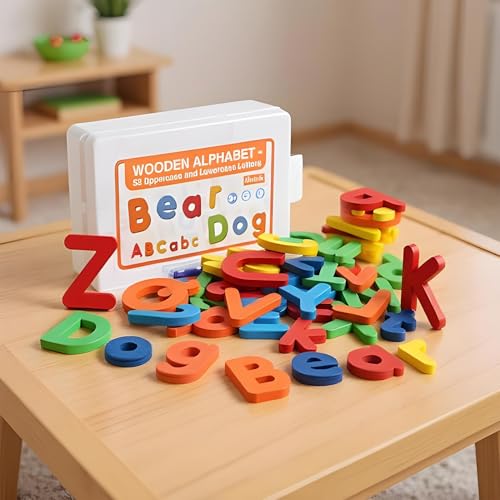 Juego de correspondencia de letras con 52 piezas de madera para preescolar 7