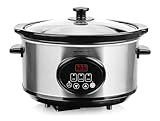 EMERIO Schongarer - Slow Cooker | 3,5L Innentopf aus Keramik (entnehmbar) | 3 Temperaturstufen | Display | Timer | Glasdeckel | 240W | Warmhaltefunktion | spülmaschinengeeignet | SC-129406