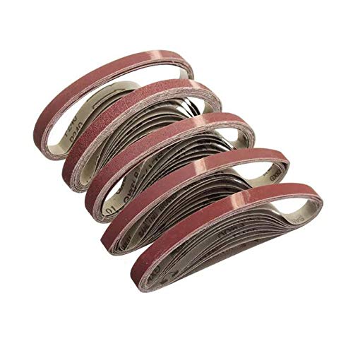 Pas szlifierski 50 szt. Pas szlifierski 15x452mm 60/100/120/240/400/600 Grit do M10 Adapter szlifierki szlifierka narzędzia ścierne(Grit 60)