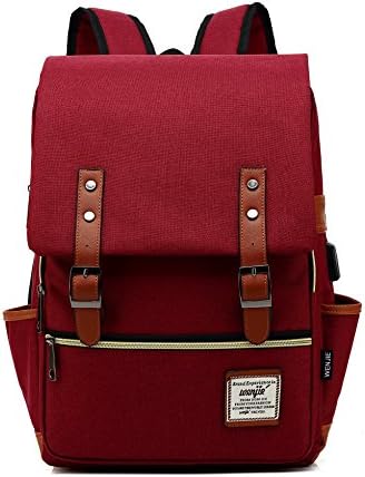 Mancio Slim Vintage Laptop Backpack For women,Men For Travel, College, Dayparks, Fits up to 15.6Inch Notebook(Red)