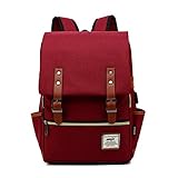 Mancio Slim Vintage Laptop Backpack For women,Men For Travel, College, Dayparks, Fits up to 15.6Inch Notebook(Red)