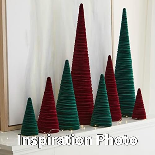Image of Your Heart's Content Velvet Trees Set of 4 Emerald, Winter Mantle, Valentine Tabletop Tree, Glam Entryway, Shelf Accent, Wedding Centerpiece, Cozy (Emerald)