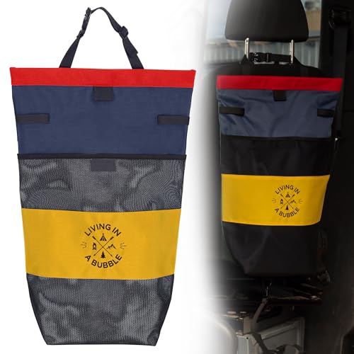 Image of Living in a Bubble Wet Dry Laundry Bag - Portable Waterproof Laundry Hamper for RV, Campervan & Travel - Foldable Clothes Organizer with Separate Wet & Dry Compartments