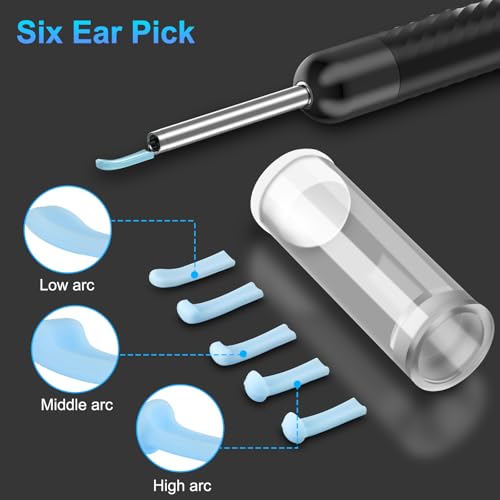 ear wax removal tool camera - ear wax removal kit - ear cleaner with camera - 1080p hd ear camera with 6 ear spoon - christmas gifts for women - ear cleaner for ios amp android deep black