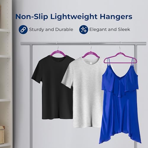 Image of SereneLife Velvet Hangers - 20 Pack, Slim & Space Saving for Closets