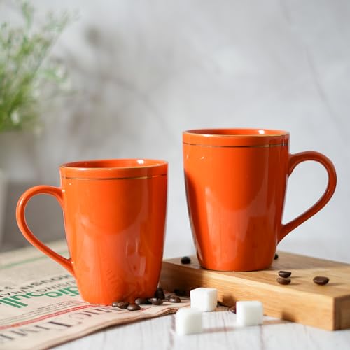 Femora Gold Series Ceramic Coffee Mug - Set of 2(360ml) Multi - Color Tea Cups, Stackable, Chip Resistant, Large Serving Coffee Cup, Ideal Coffee Mug for Gift - Red (B0CVF4DNQ5) Amazon Price History, Amazon Price Tracker