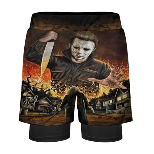 Men's Beach Trunks Pants Halloween Michael Myers Beachwear Hawaiian Bathing Mesh Suit Swimsuits Beach Shorts with Pockets 5