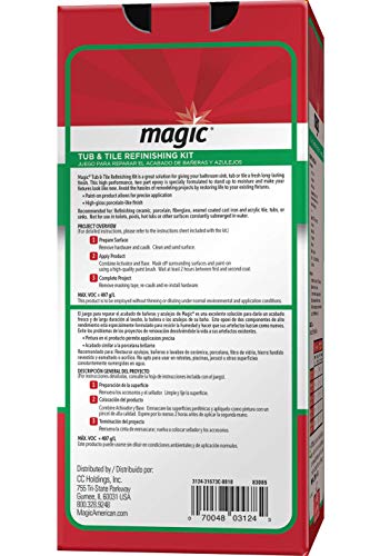 Magic 3124 Tub And Tile Refinishing Kit - Bright White - Paint On - Works On Ceramic Porcelain Acrylic Fiberglass Surfaces #TOP2