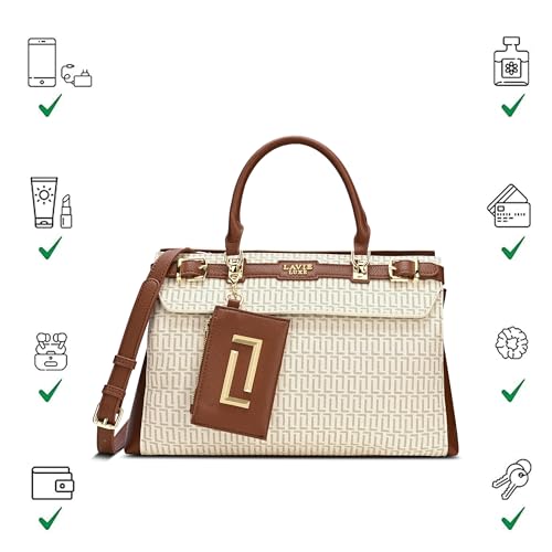 Image of Lavie Luxe Women's Monogram Cindy Horizontal Satchel Bag | Satchel Handbag For Work | Ladies Purse | Stylish Shoulder Bag | Gift For Women