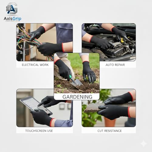 Image of Multipurpose Nylon Anti Cut PU Nitrile Coating Work Safety Gloves Black Pair 24