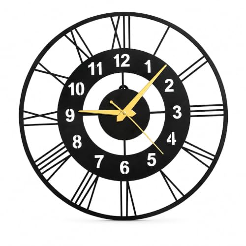 Image of 40 cm Metal Wall Clock, Black