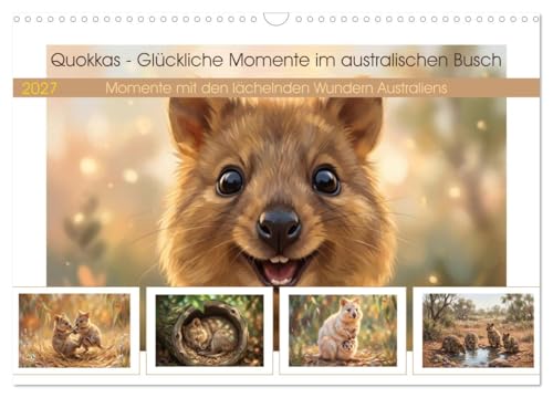 Quokkas - Glückliche Momente im australischen Busch (Wandkalender 2027 DIN A3 quer), CALVENDO Monatskalender: Momente mit den lächelnden Wundern Australiens (CALVENDO Tiere)