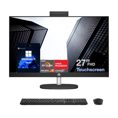 Image of Customizable HP 27 inch FHD Touchscreen All-in-One Business Desktop PC, AMD Ryzen 7 (Up to 4.5GHz), 16GB /32GB /64GB RAM, 512GB /1TB /2TB SSD, Wi-Fi 6, Webcam, USB-C, HDMI, Wireless KB&Mouse, Windows 11
