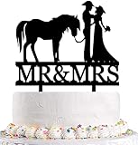 Cowboy and Cowgirl wedding cake topper Horse Wedding Cake Topper Farmer wedding cake topper Country Themed Cake Decor for Wedding Anniversary Bridal Shower Party