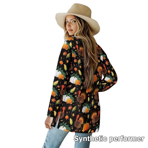 Image of Fall Maple Leaf Cardigan Sweaters for Women Long Sleeve Cardigan Soft Drape Open Front Dusters V-Neck Jackets Dressy