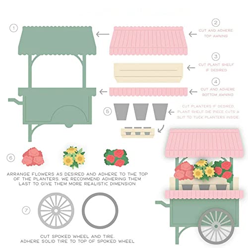 Mountain Craft - Flower Cart Splicing Scrapbooking Album Cutting Diy Paper Cards Embossing Craft Design Craft Making Greetings Frame Practice Hands-On Mould Blade Punch Decorative Machine Supplies #TOP2