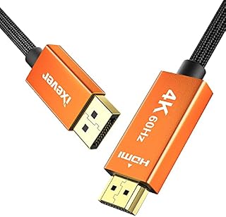 4K DisplayPort to HDMI Cable 2M, IXEVER Display Port to HDMI (Uni-Directional) Male to Male 4K@60Hz Video Cable Adapter for HDTV, Monitor, Projector