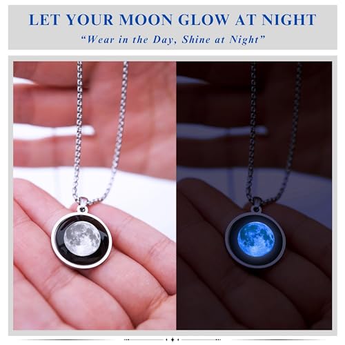 Custom Moon Phase Necklace for Women – Personalized Night Sky Jewelry with Name, Initial & Date Engraved – Unique Lunar Gift for Mom, Daughter, or Her2