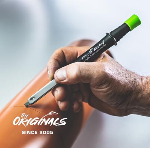 Pica BIG Dry Zimmermannsbleistift nachfüllbar I Strapazierfähiger Tieflochmarker I Druckmechanik Stift mit Minenvorschub I Bohrlochmarker mit Minenschärfer I Bleistift Baustelle mit 2x5mm Minen