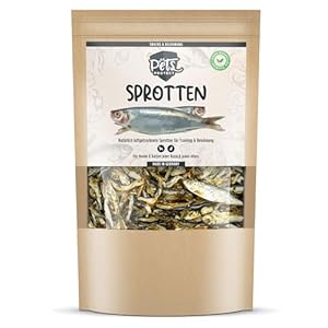 Native SPROTTEN getrocknet | Trockenfisch Leckerli groß für Hunde | Reich an Omega-3 Fettsäuren | Auch für Welpen geeignet | Ohne Chemie & künstliche Zusätze | 150g | Deutsche Herstellung
