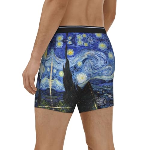 Novastar Mens Extended Length Boxer Briefs - The Starry Night Men Underwear Boxer Briefs With Elastic Band2