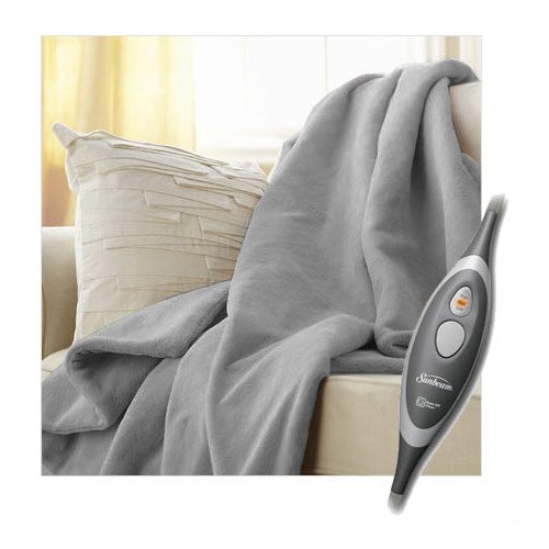 Amazon.com: Sunbeam Microplush Electric Heated Throw Blanket Misty Grey :  Home u0026 Kitchen