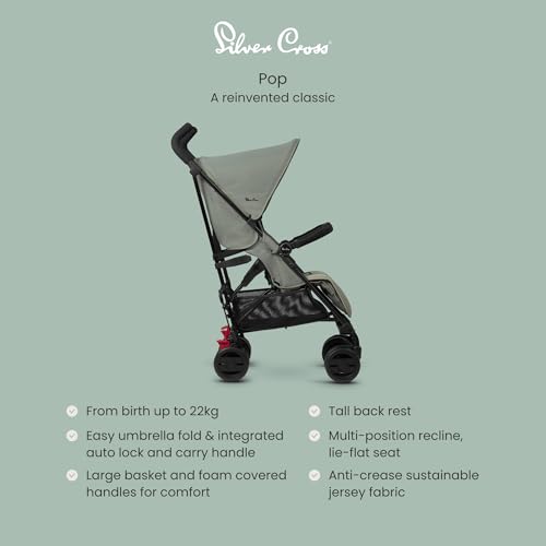 Silver Cross - Pop 2 Pushchair - Foldable Travel Stroller - Buggy - Adjustable/Lie Flat Seat - Newborn to 4 Years - Sage - Image 3
