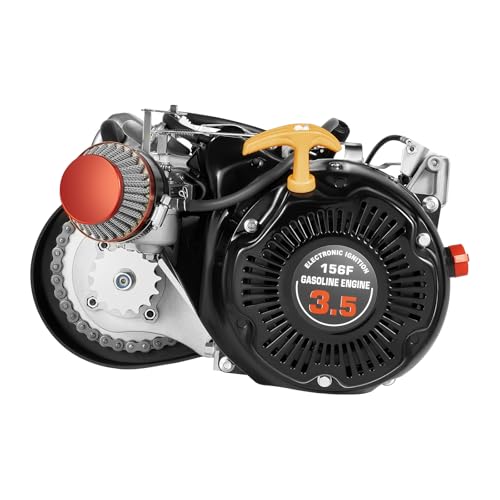 4-Stroke Biycle Engine Kit, 100CC 3.5HP Gas Motorized Motor Kit, 3600Rpm Sngle Cylinder Air Cooling Engne with Chain Type for Large Triangular Frame Bike Scooter Conversion