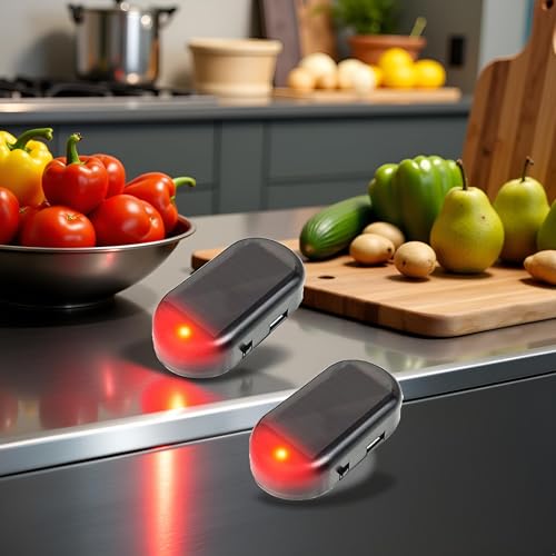 Image of 2Pcs Strobe Signal Security System,Universal Flash Warning LED Light,Alarm Car Simulation Lamp Power Fake Theft Solar Simulation Fake Anti-Theft Caution Antitheft Alarm Systems Interior Accessories