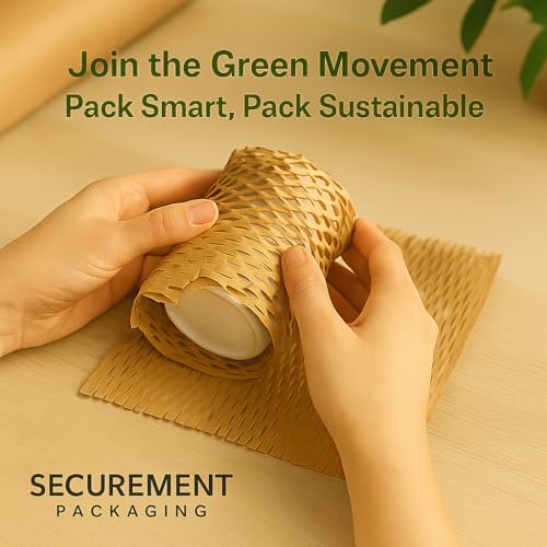 Image of SECUREMENT Honeycomb paper bubble wrap roll | Paper Bubble Wrap Roll for Packing, Shipping, Moving | Ecofriendly Paper Bubble Wrap | Expandable (12 inch x 100 Metre) - 3 Rolls