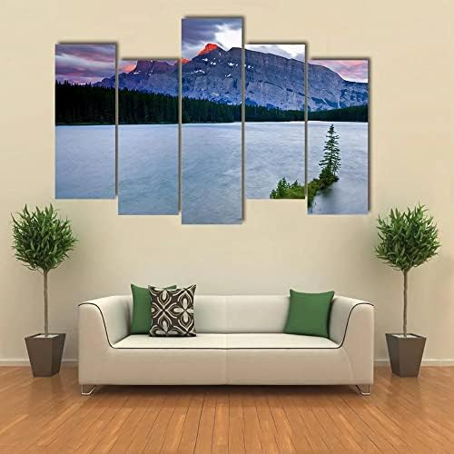 ERGO PLUS Modern Canvas Wall Art Paintings Pictures Artworks Accessories Mount Rundle Two Jack Lake Printed Poster Watercolor Modular Framework Stretched Framed Ready to Hang image 5