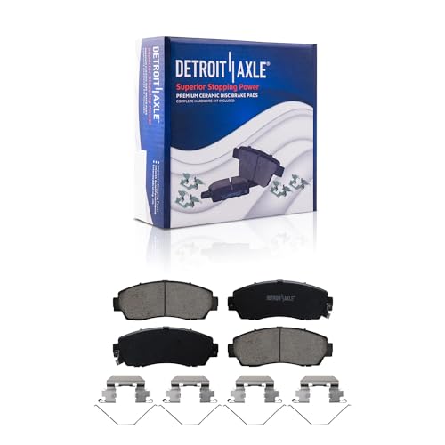 Image of Detroit Axle - Front Rear Brake Pads for 2019 2020 2021 2022 2023 2024 2025 Honda Passport Dual Ceramic Brake Pads with Hardware Replacement - 4pc Set