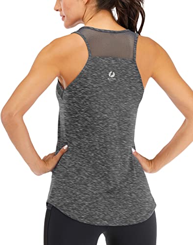 ICTIVE Workout Tank Tops for Women Breathable Mesh Racerback Tank Loose Fit Backless Running Gym Tops Dark Gray L
