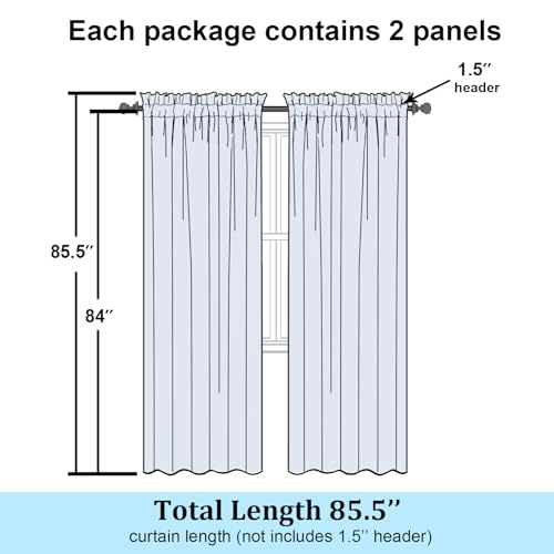 Image of Simplebrand Hunter Green Sheer Curtains 84 Inches Long 2 Panels, Light Filtering Rod Pocket Solid Color Window Sheer Curtain Panels, Elegant Curtains & Drapes for Living Room, Bedroom, 42 inch W x 84 inch L
