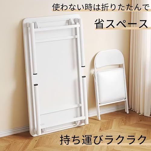 N&S 折りたたみテーブル 折りたたみ式デスク 軽量 コンパクト 組立不要 ホワイト/ナチュラル 折り畳み机 作業台 学習机 作業テーブル アウトドア 室内 ZDZ06 (ホワイト, 幅120×奥行50cm) [5]
