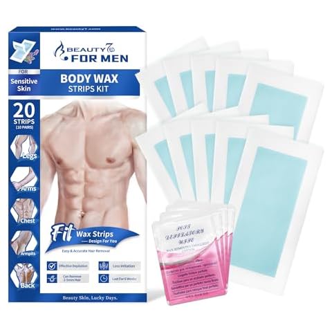 Beauty7 Men's Body Wax Strips for Sensitive Skin Cover
