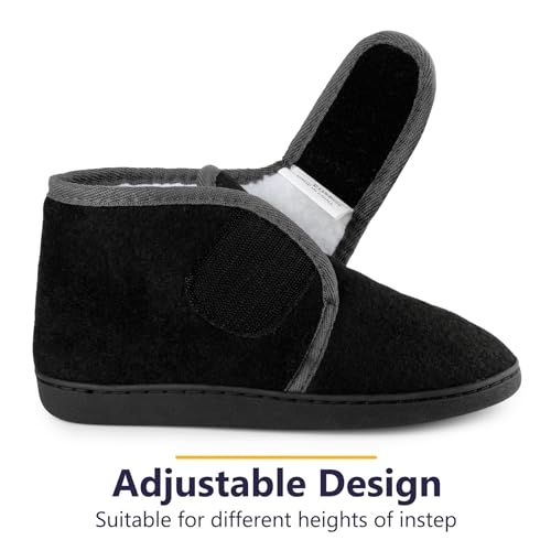 Women's Adjustable Hook & Loop House Boots Slippers With Furry Memory Foam Warm Winter Shoes Indoor Outdoor Diabetic Swollen Feet Slippers3