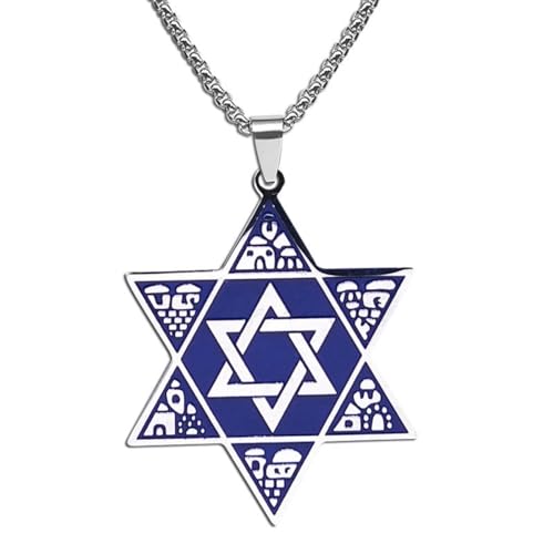 Collar amuleto de protección estrella de David de acero para llevar a diario en la oficina