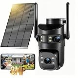 Latuwuz 8MP 6K Triple Lens Solar Security Camera Outdoor, 5GHz/2.4GHz WiFi Wireless PTZ Camera...