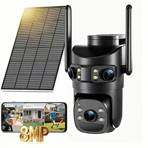 Latuwuz triple-lens solar camera in black — published dimensions of 2.7 x 1 x 1 in make it the smallest listing here