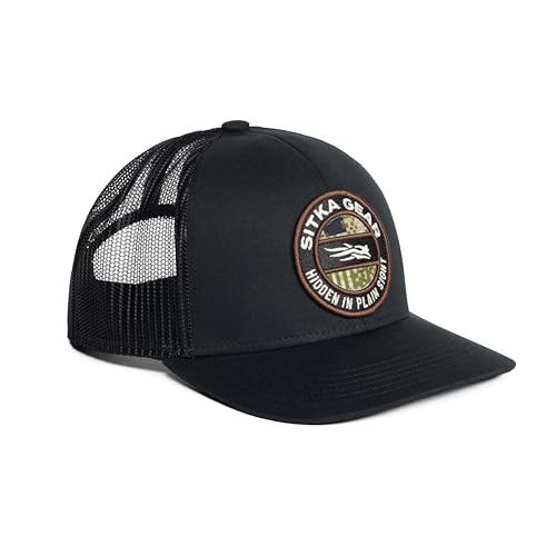 SITKA Hidden Optifade Mid Pro Trucker Hat - Adjustable Outdoor Snap Back Hat for Men (Black Subalpine)