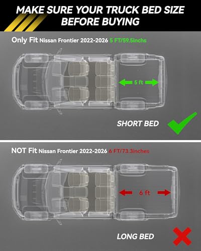 Image of 3W Bed Mat for Nissan Frontier 2022-2026 Truck Mat 5 FT /59.5inchs, All Weather TPE Custom Fit Bed Liner for Frontier Crew Cab Pickup (Not Fit 6 FT /73.3inches, Drop-in Bedlner) Frontier Accessories