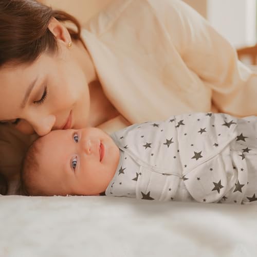 Image of GLLQUEN BABY Swaddles for Newborns 0-3 Months, Adjustable & Easy Fastener | 3-Pack, Organic Cotton Swaddle, Womb-Like Nursery Swaddling Blanket reduces startle reflex, soft and skin-friendly fabric