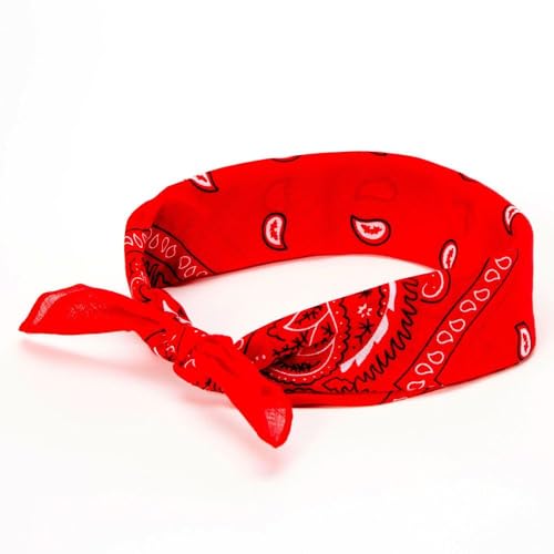 Kit com 2 Bandanas Paisley Unissex 100% Algodão – Preta e Vermelha, 55x55cm – Estilo Clássico, Boho,