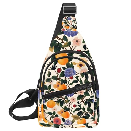 Sac à dos à bandoulière fleurs et fruits pour running et randonnée réglable