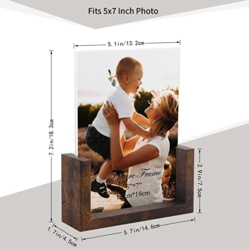 Petaflop 5X7 Picture Frame Set Of 2, Rustic U-Shaped Double Sided Frames Made To Display 5 By 7 Photos, Menu Holder Sign Card Stand For Desk Tabletop #TOP2