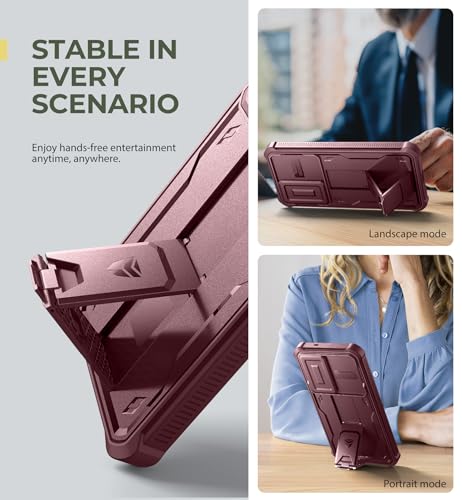 Image of Dexnor for Samsung Galaxy S25 Plus Case with Built-in Slide Camera Cover & Screen Protector & Kickstand,Heavy-Duty Shockproof Rugged Case Full-Body Bumper Cover for Galaxy S25 Plus(2025),Maroon Red